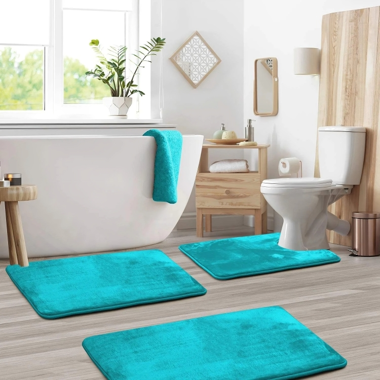 3-Piece Memory Foam Bath Mat Set, Quick-Drying and Non-Slip with Velvety Soft Surface