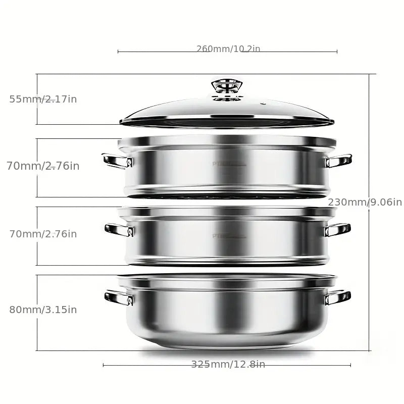 3-Tier Stainless Steel Steamer
