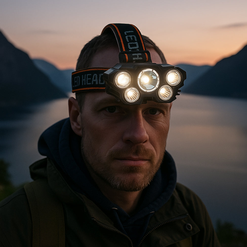 300 Lumen Headlamp with 180° Adjustable Angle - 4 Light Modes