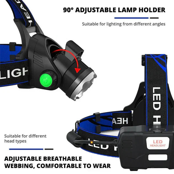 300LM Rechargeable Zoomable Tactical LED Headlamp Flashlight Torch