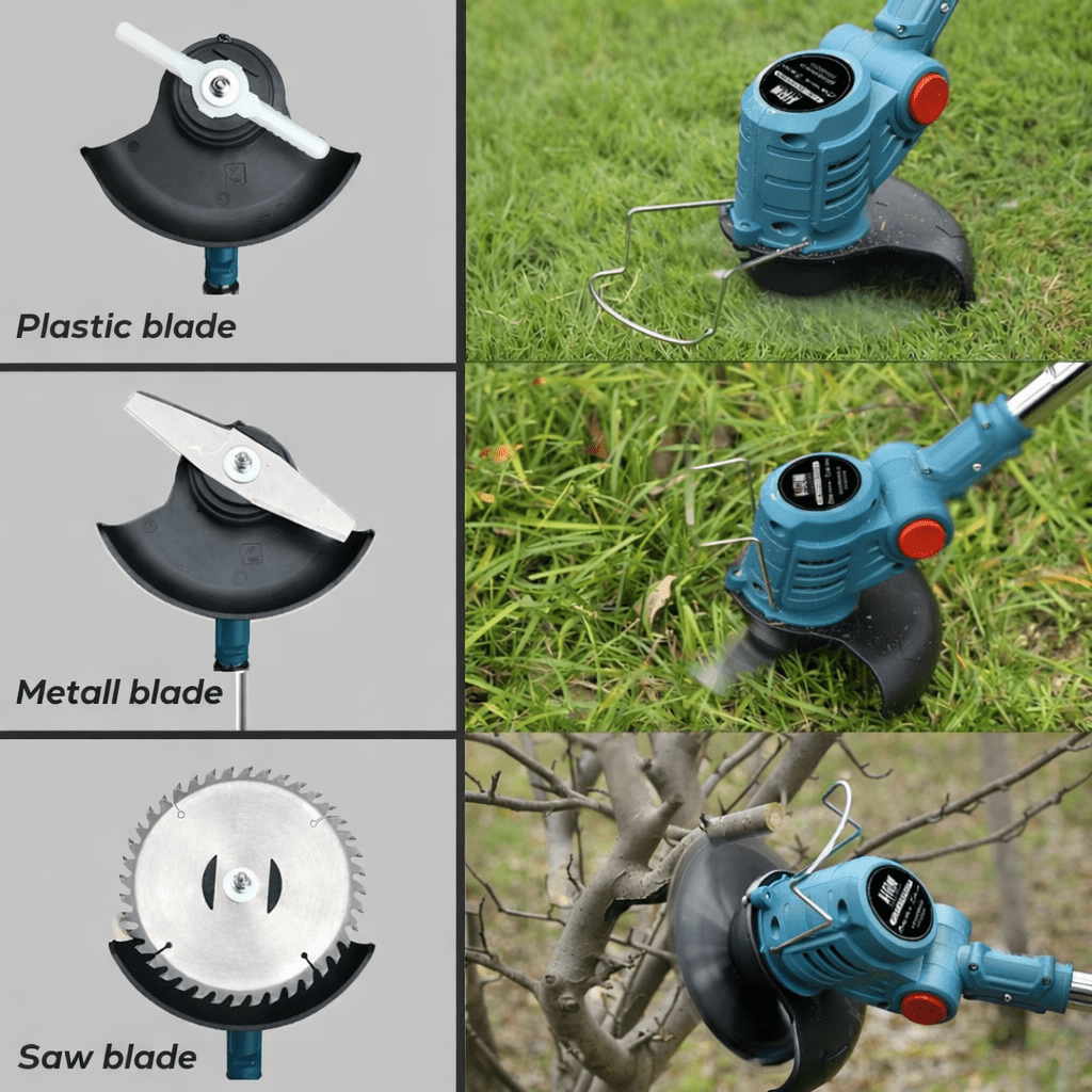 36V Cordless Lawn Trimmer with Wheeled Guide for Ergonomic Trimming