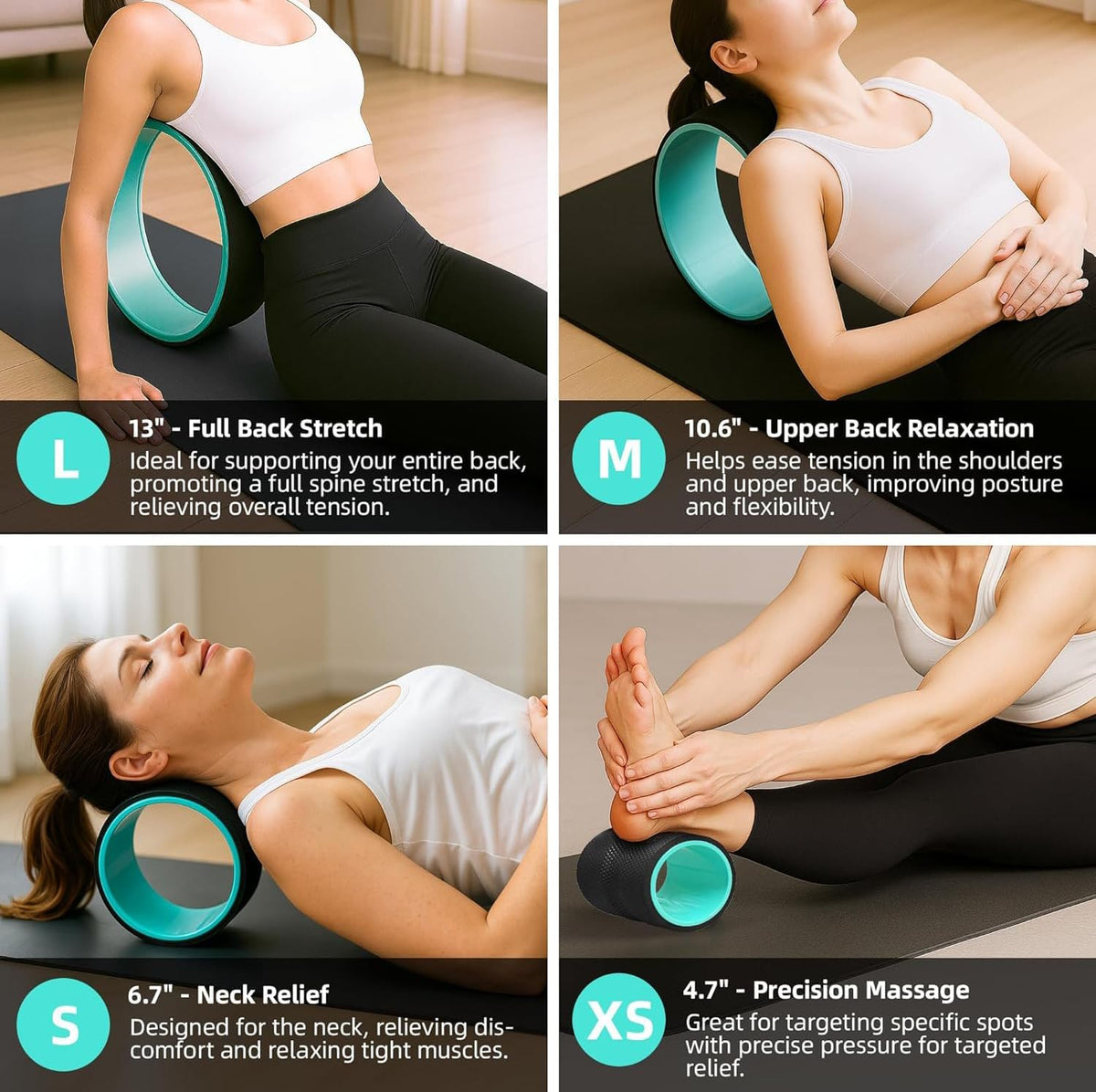 4-Piece Back Roller Wheel Set with Yoga Blocks