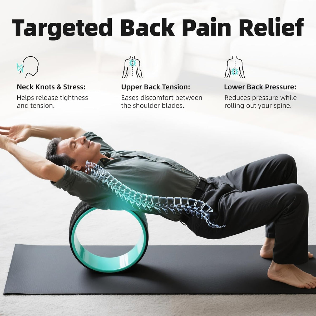 4-Piece Back Roller Wheel Set with Yoga Blocks