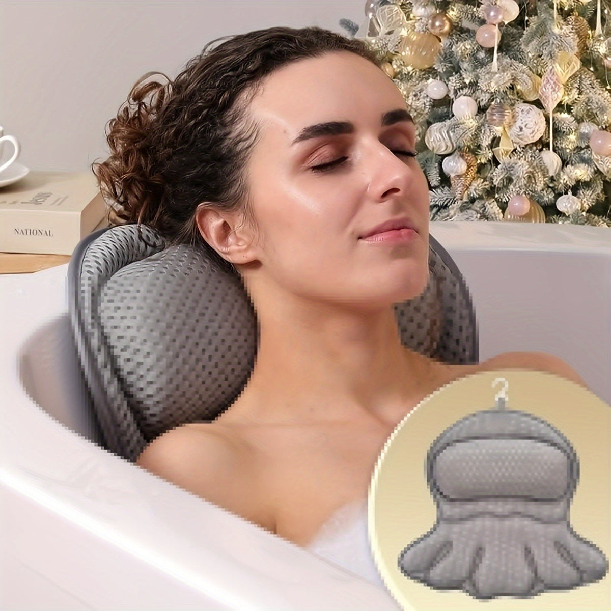4D Deluxe Bath Pillow – Neck & Back Support for Relaxation