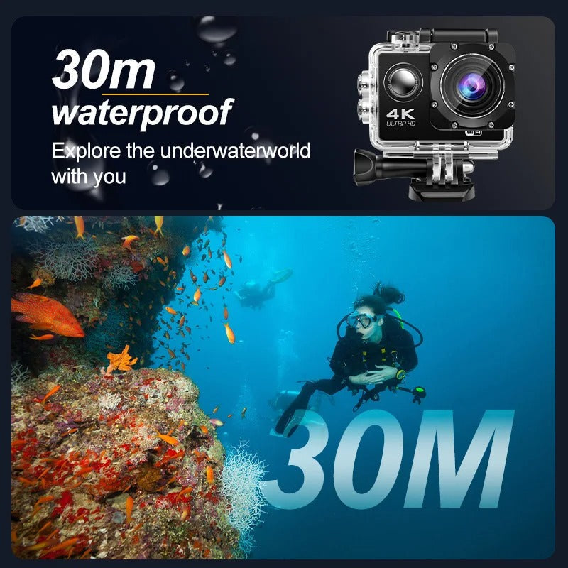 4K Ultra HD Waterproof Wi-Fi Sports Action Camera