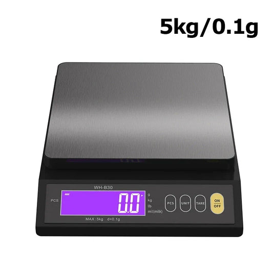 5 Kg/0.1 g and 10 kg/1 g Digital Electronic Kitchen Scale with LCD Display, Fully Waterproof Stainless Steel Weighing Tool for Baking