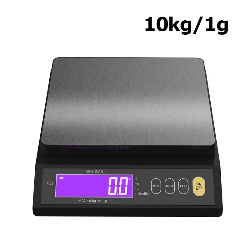 5 Kg/0.1 g and 10 kg/1 g Digital Electronic Kitchen Scale with LCD Display, Fully Waterproof Stainless Steel Weighing Tool for Baking