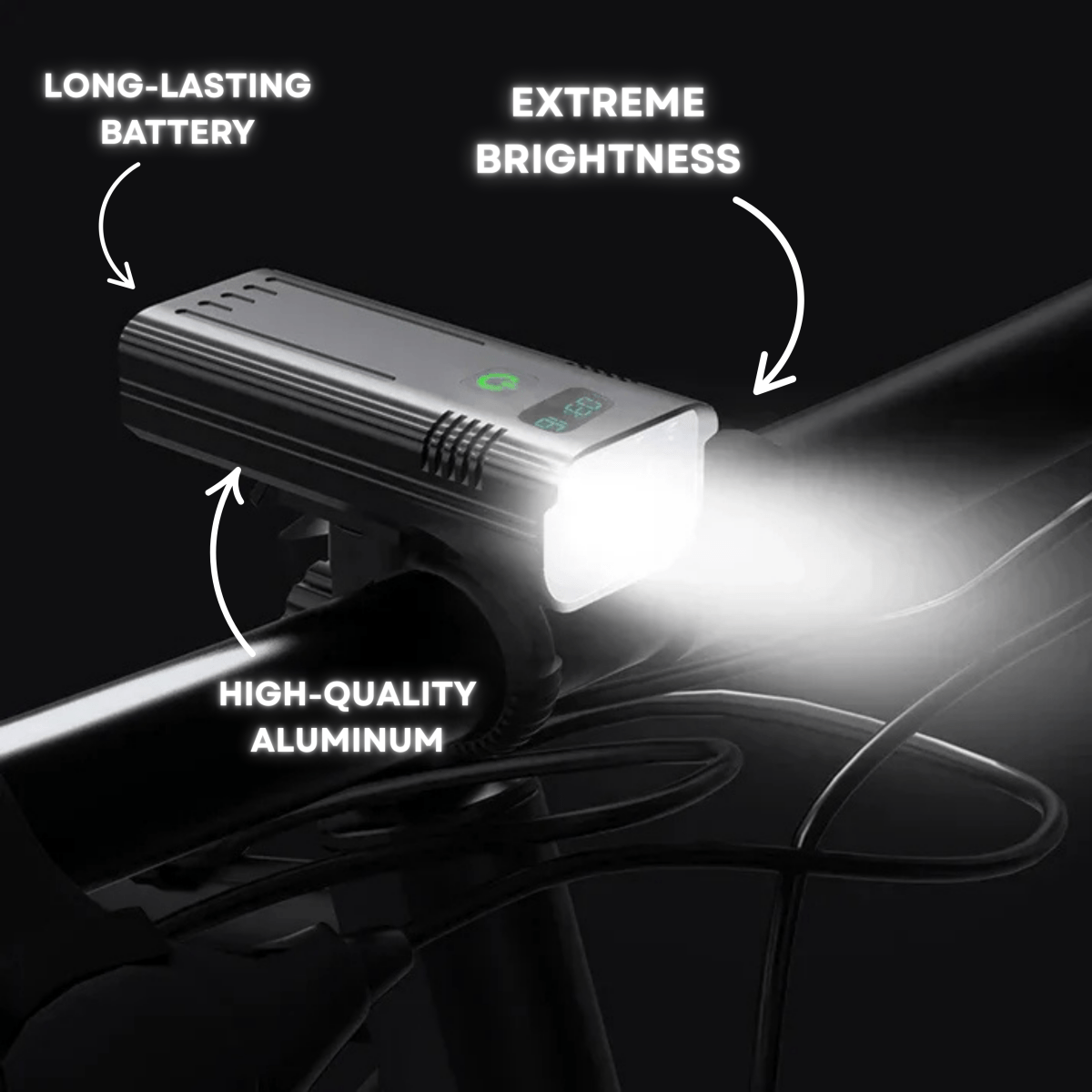 5000 Lumen Bike Light with 12 LEDs and Rechargeable USB-C Battery