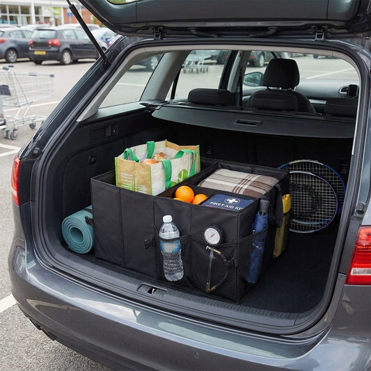 56L Foldable Car Boot Organiser with 3 Compartments - Waterproof 600D Oxford