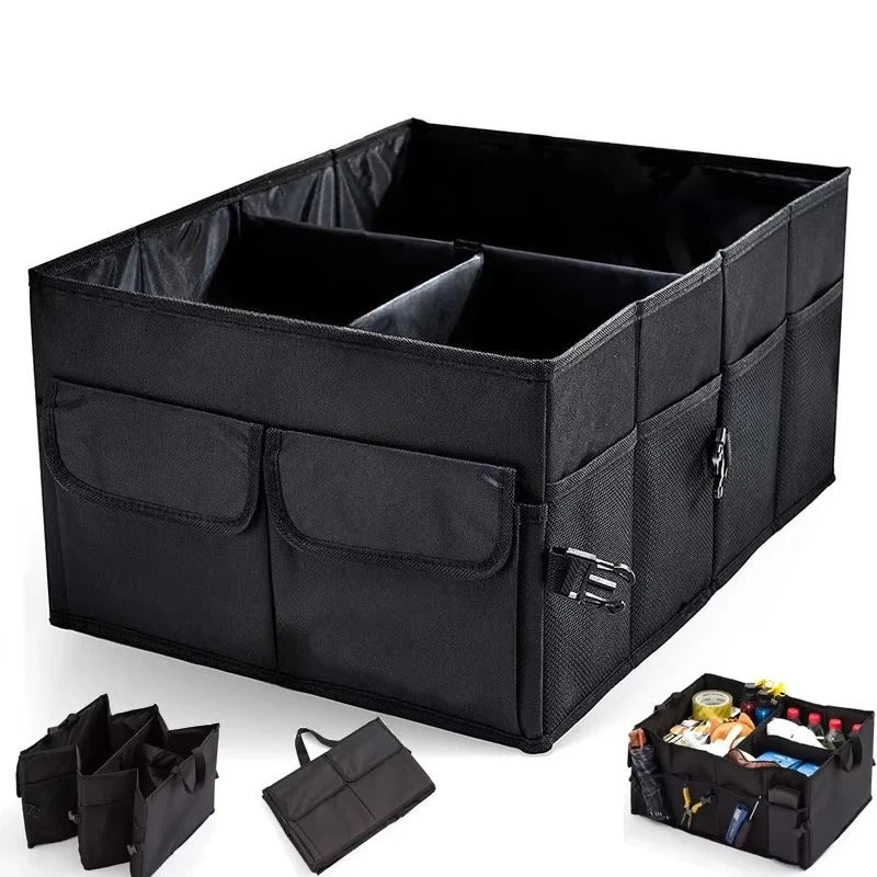 56L Foldable Car Boot Organiser with 3 Compartments - Waterproof 600D Oxford
