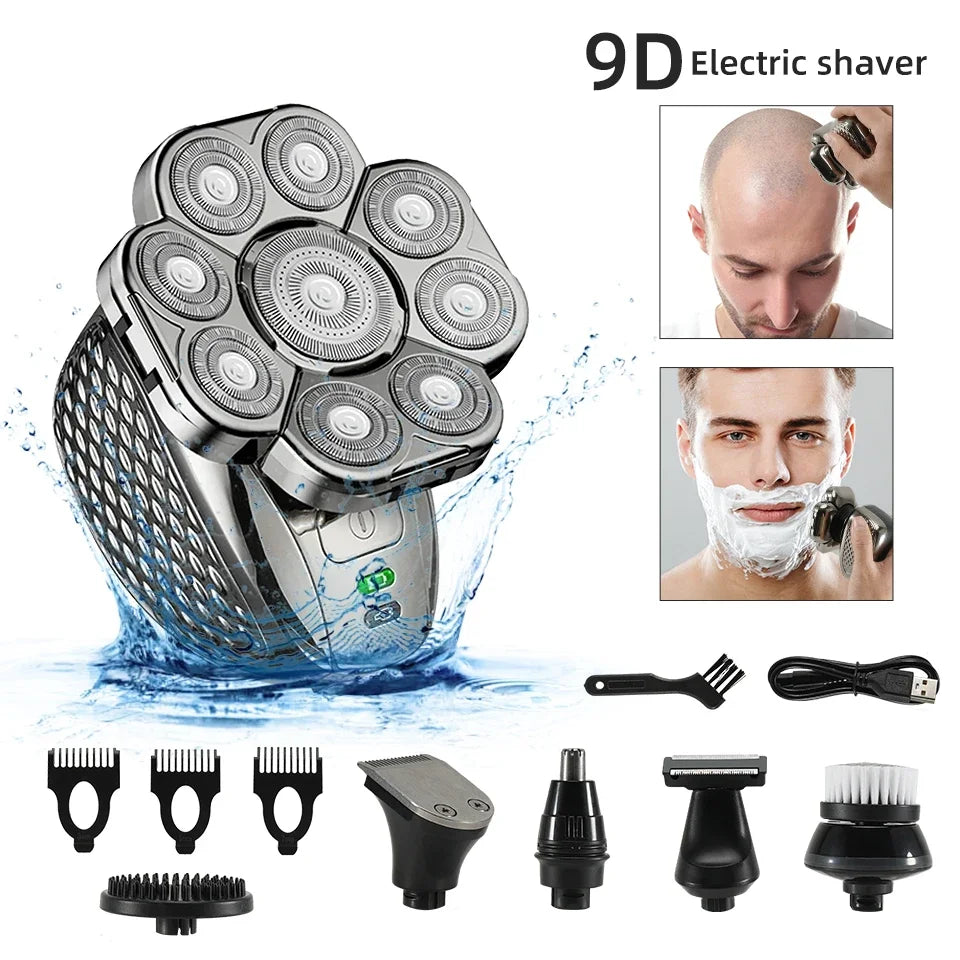 6-in-1 Waterproof Electric Shaver for Men with 9D Floating Heads and Grooming Kit