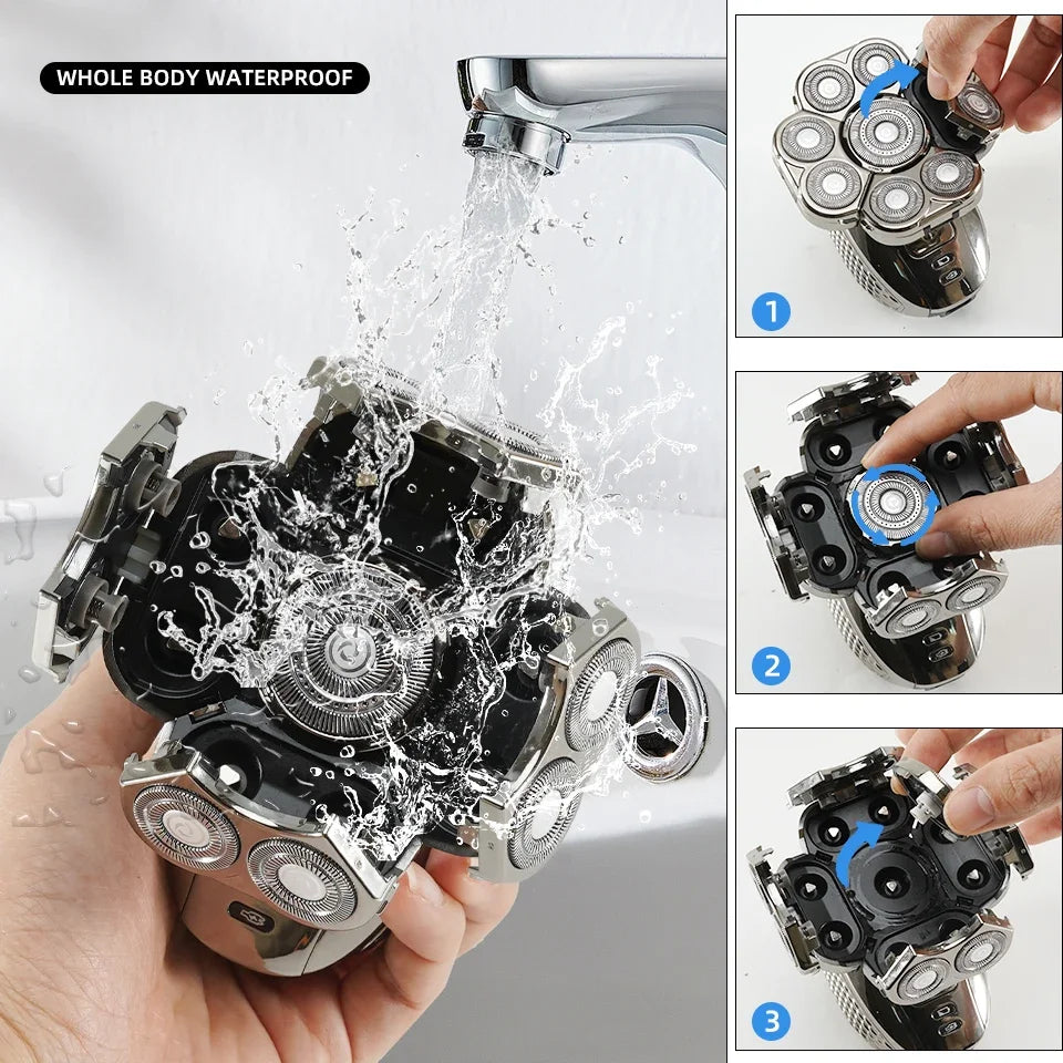 6-in-1 Waterproof Electric Shaver for Men with 9D Floating Heads and Grooming Kit