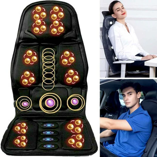8-Mode Massage Seat Cushion with Heated Back and Neck Pillow for Car and Home