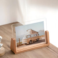 Acrylic and Wood Tabletop Photo Frame with U-Shaped Stand