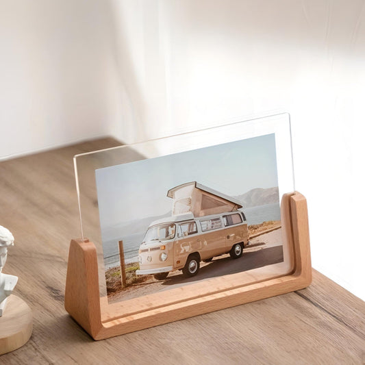 Acrylic and Wood Tabletop Photo Frame with U-Shaped Stand