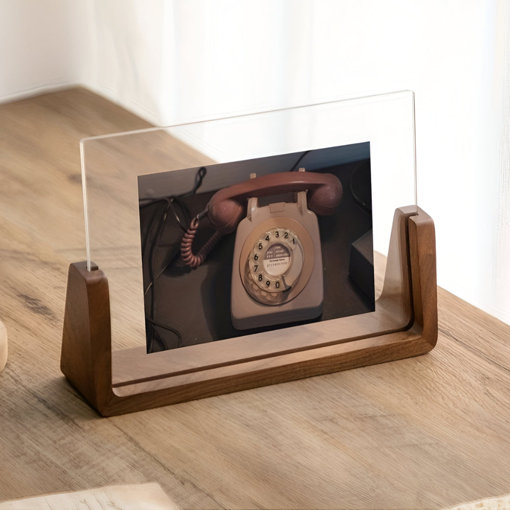 Acrylic and Wood Tabletop Photo Frame with U-Shaped Stand