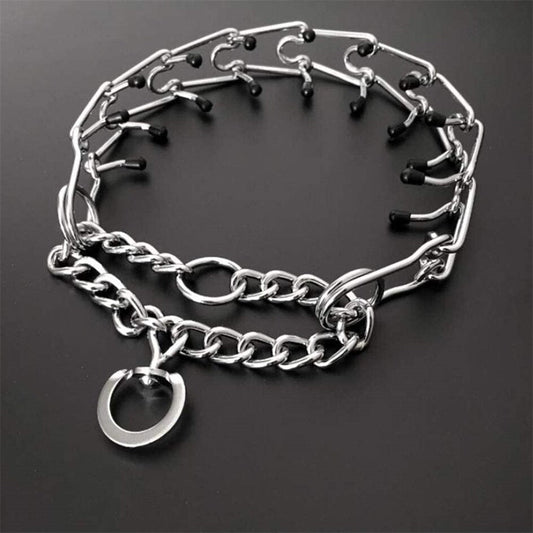 Adjustable Dog Training Collar with Rubber-Tipped Prongs