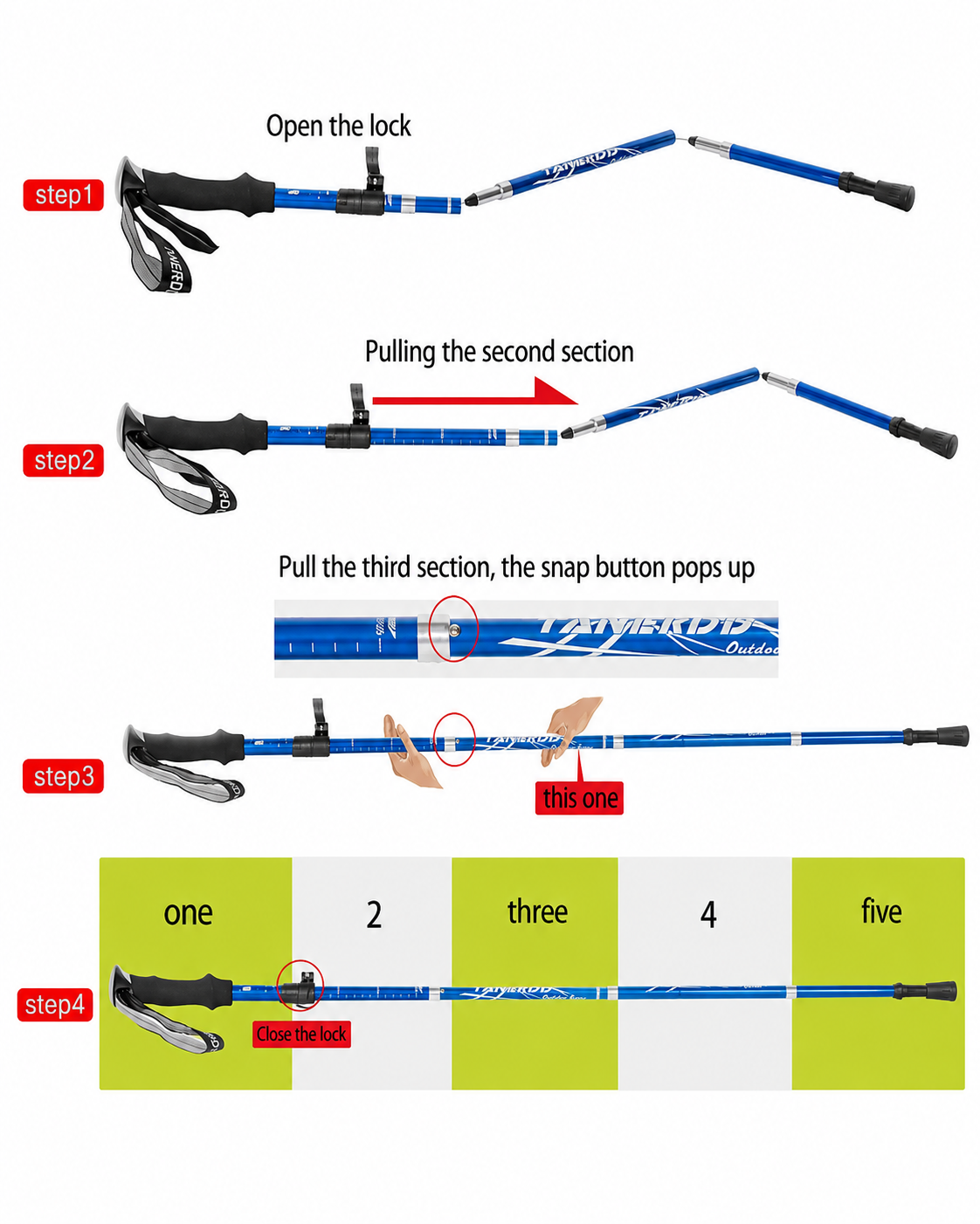 Adjustable Folding Telescopic Trekking Poles