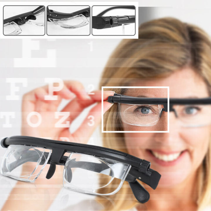 Adjustable Glasses with Focus Dial for Reading and Distance Vision