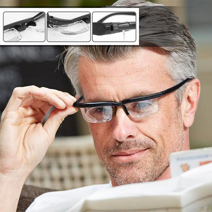 Adjustable Glasses with Focus Dial for Reading and Distance Vision