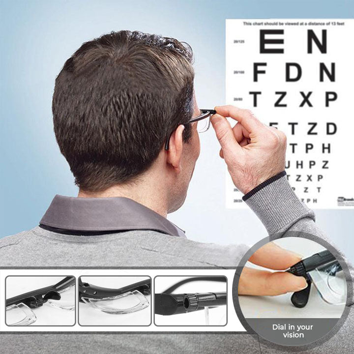 Adjustable Glasses with Focus Dial for Reading and Distance Vision
