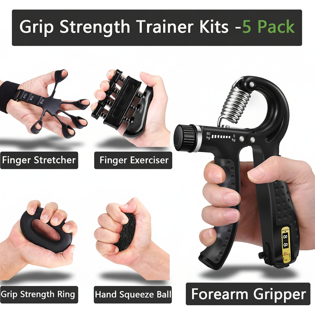 Adjustable Hand Gripper and Forearm Strength Trainer Workout Set