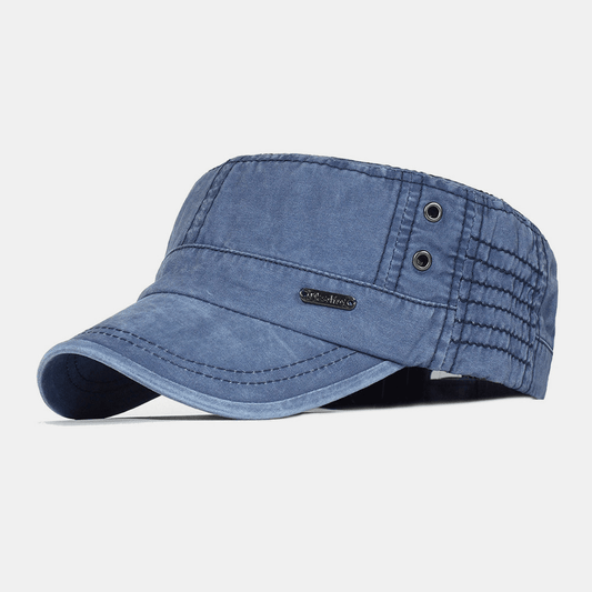 Adjustable Washed Military Flat Cap for Men – Classic Army Style Hat