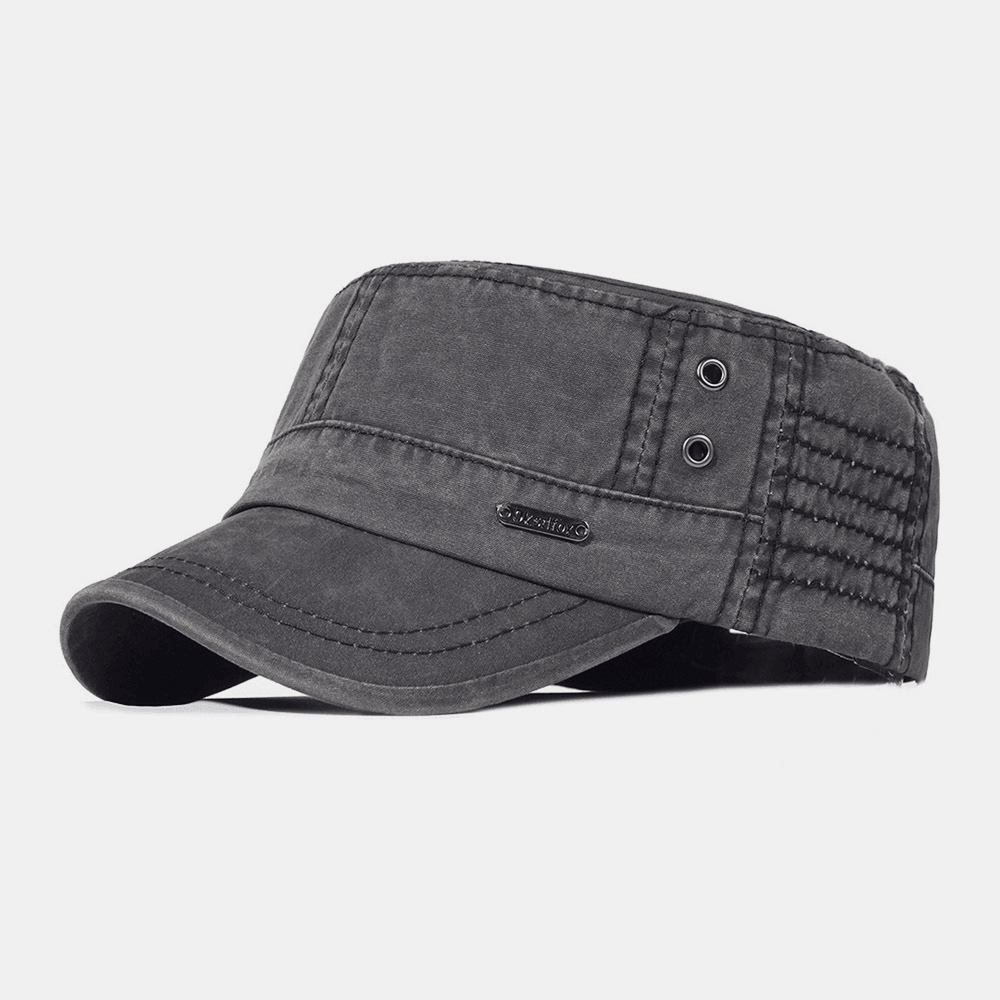 Adjustable Washed Military Flat Cap for Men – Classic Army Style Hat