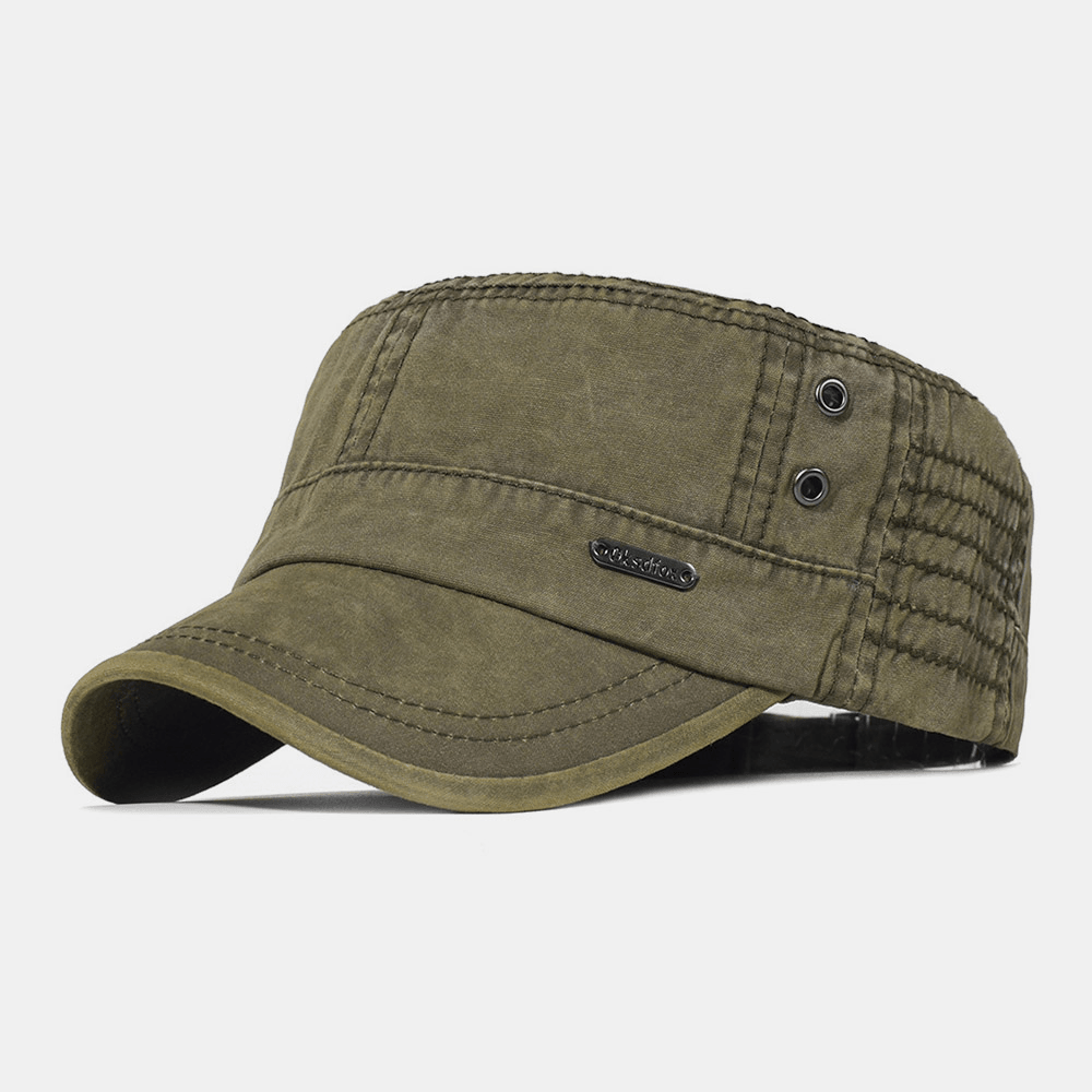 Adjustable Washed Military Flat Cap for Men – Classic Army Style Hat