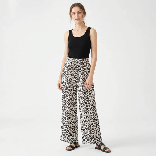 Animal Print Wide-Leg Pants