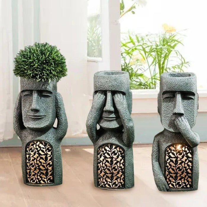 Artistic Sculpture Planter - Solar LED Plant Light
