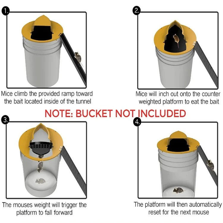 Automatic Bucket Lid Mouse Trap (4-Pack)