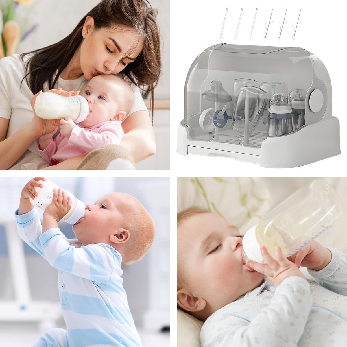 Baby Bottle Drying Rack and Storage Box with Lid