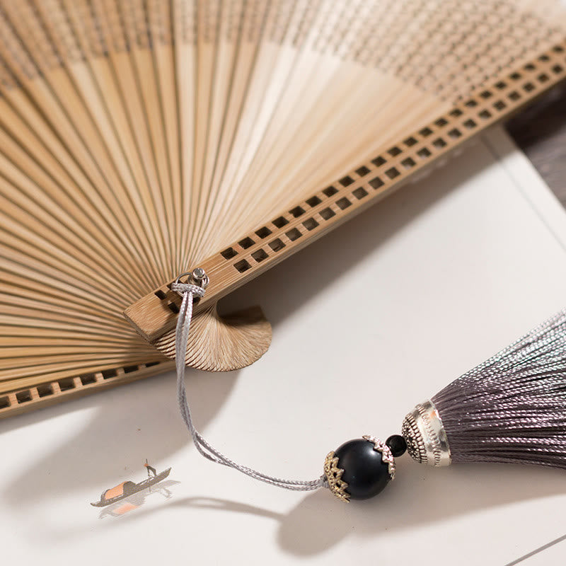 Bamboo Satin Hand Fan
