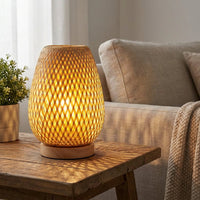 Bamboo Table Lamp with USB Power – Eco-Friendly Lighting for Bedroom and Living Room