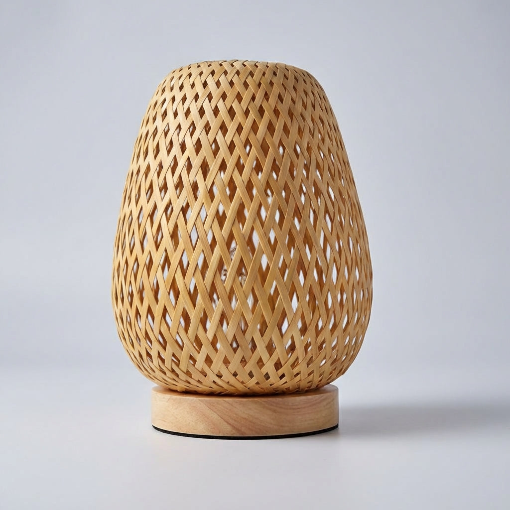 Bamboo Table Lamp with USB Power – Eco-Friendly Lighting for Bedroom and Living Room