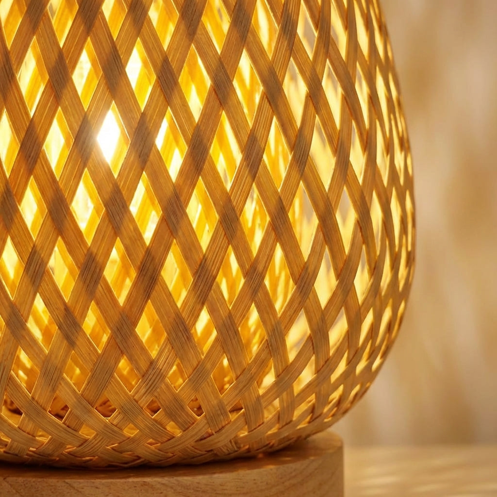 Bamboo Table Lamp with USB Power – Eco-Friendly Lighting for Bedroom and Living Room