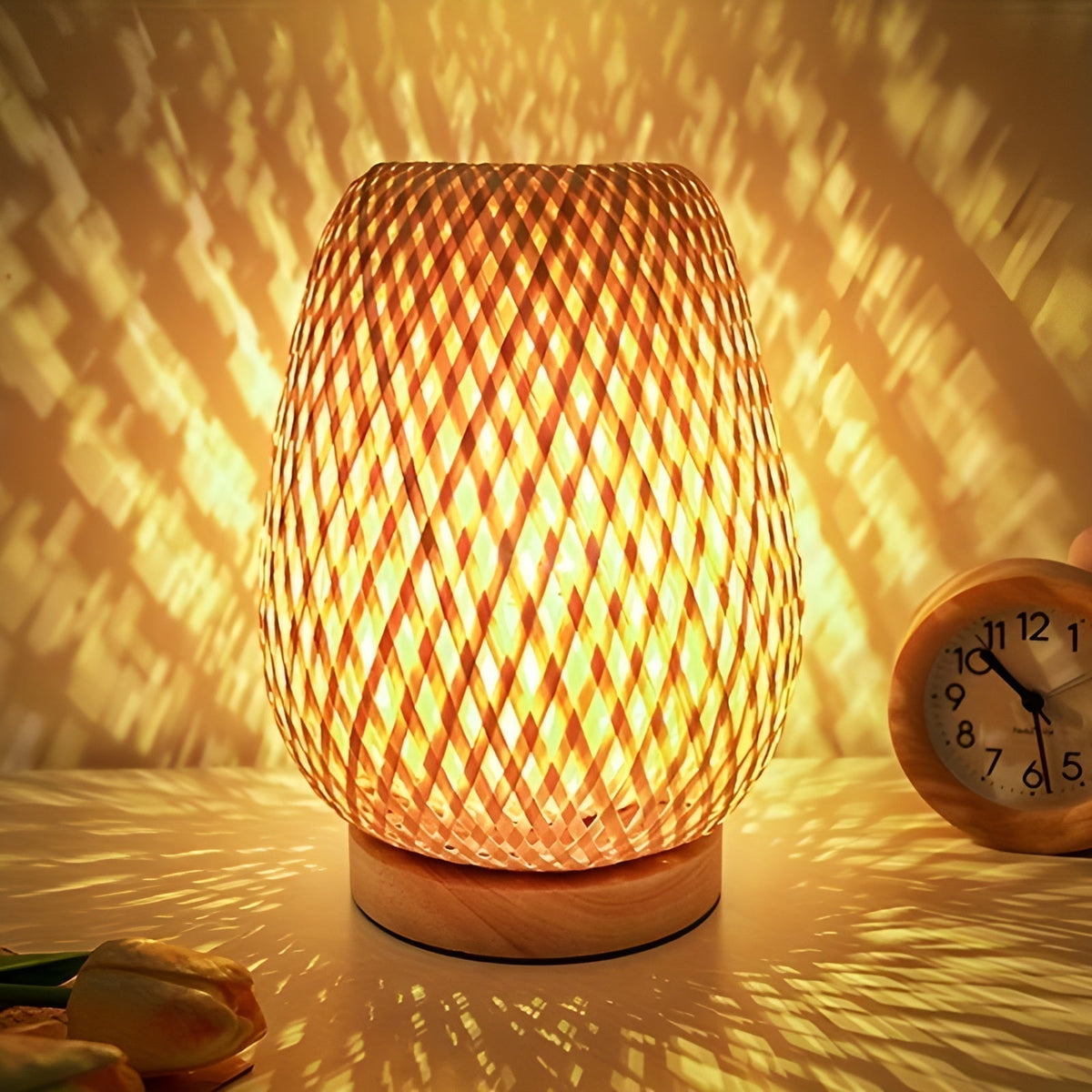 Bamboo Table Lamp with USB Power – Eco-Friendly Lighting for Bedroom and Living Room