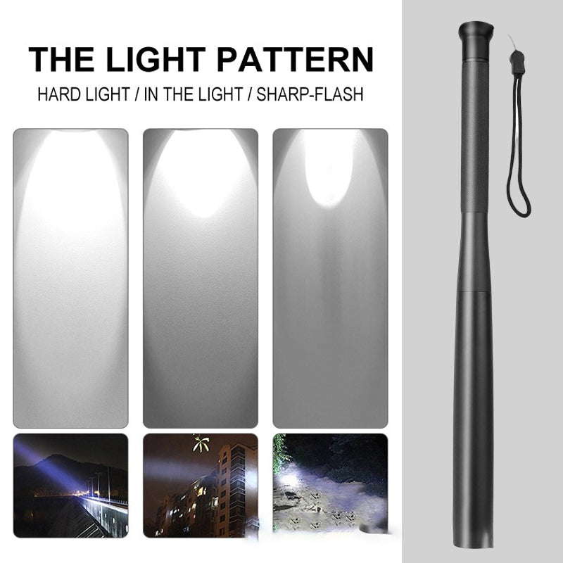 Baseball Bat LED Flashlight with 3 Lighting Modes in Durable Aluminum Alloy