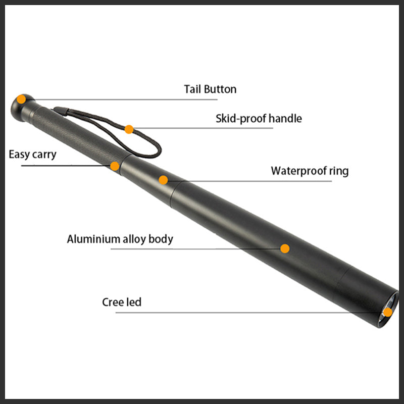 Baseball Bat LED Flashlight with 3 Lighting Modes in Durable Aluminum Alloy