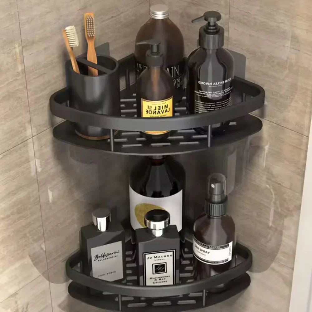 Bathroom Organizer - Stainless Steel Wall-Mounted Shelf with 1 or 2 Tiers