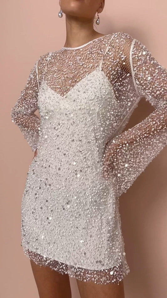 Beaded Dress with Straps for Winter