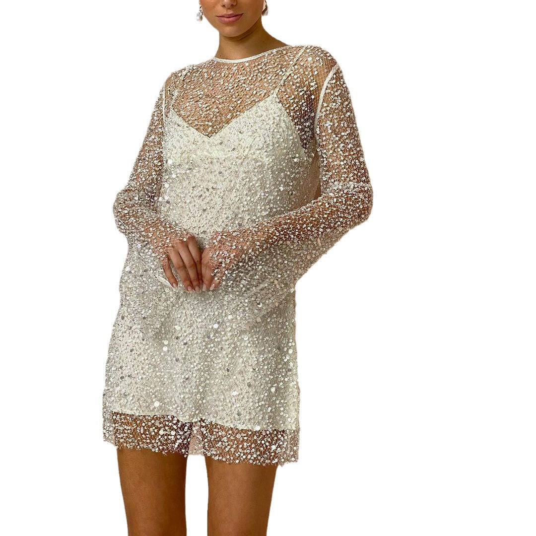 Beaded Dress with Straps for Winter