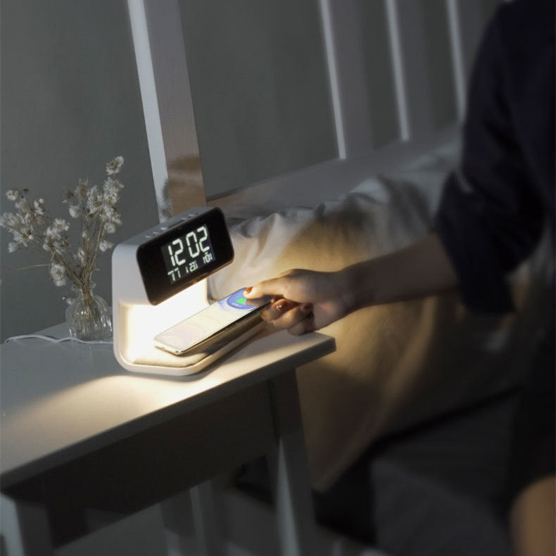 Bedside Lamp Alarm Clock with Wireless Charger