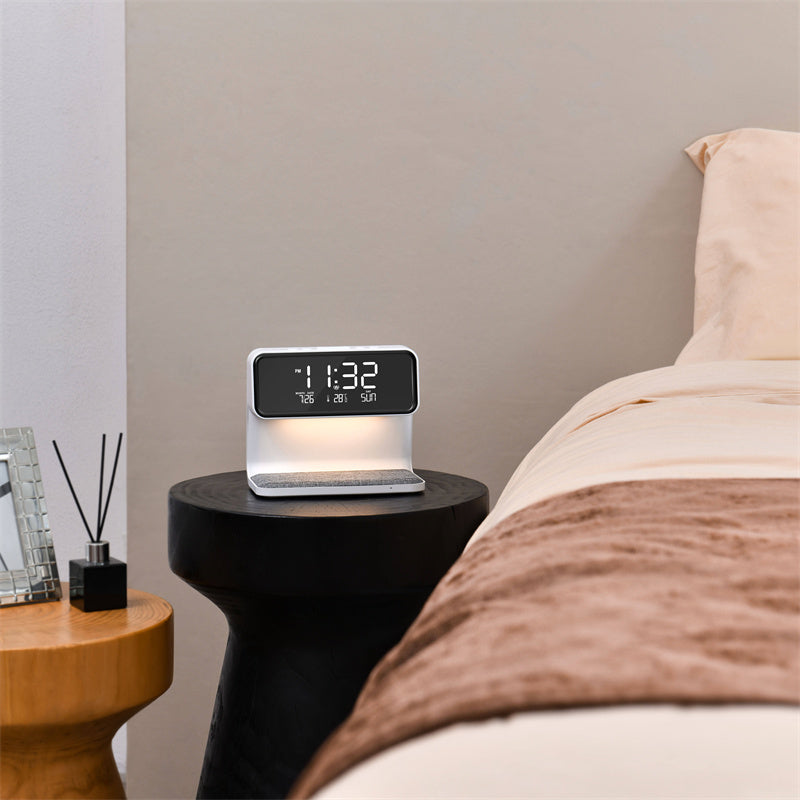 Bedside Lamp Alarm Clock with Wireless Charger