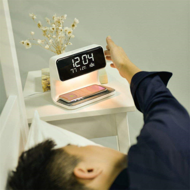 Bedside Lamp Alarm Clock with Wireless Charger