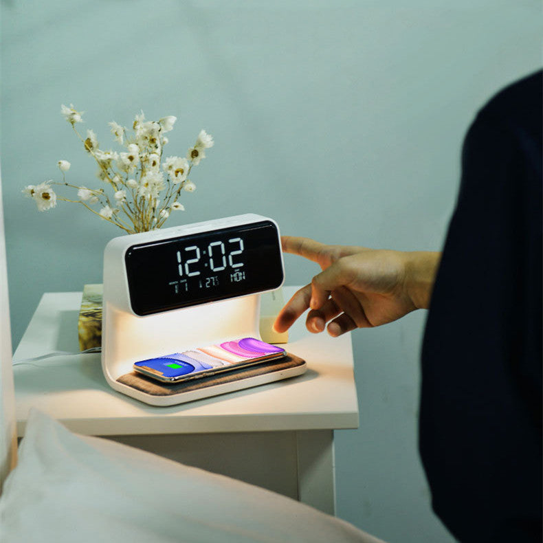 Bedside Lamp Alarm Clock with Wireless Charger