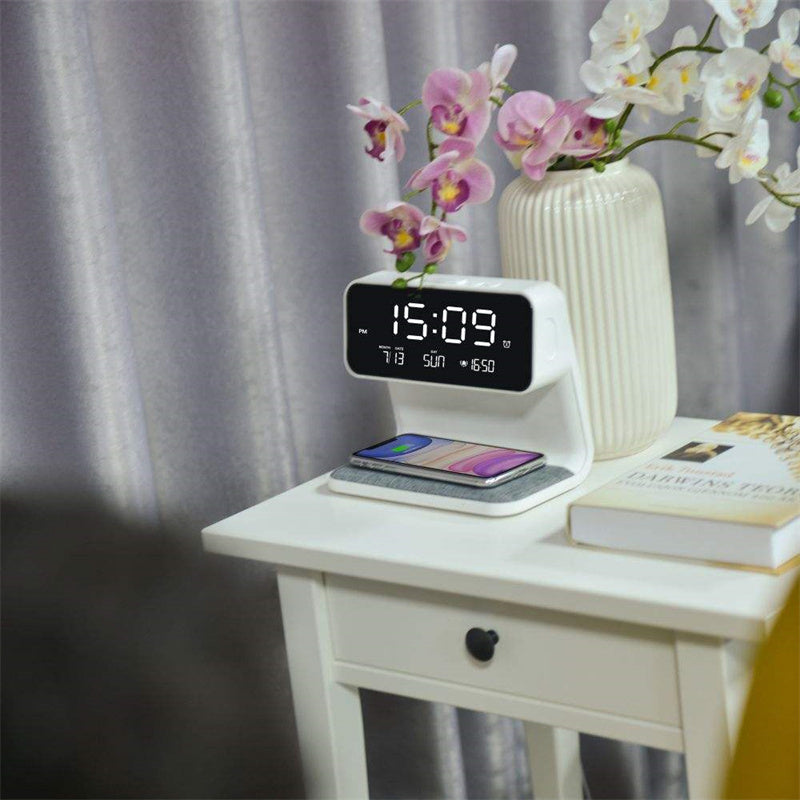 Bedside Lamp Alarm Clock with Wireless Charger
