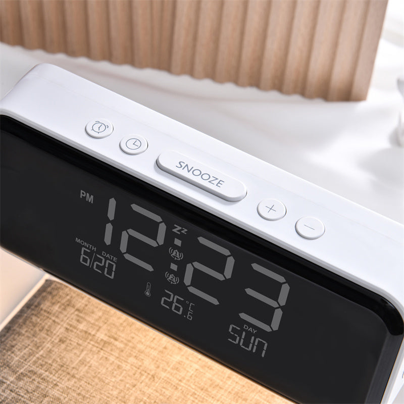 Bedside Lamp Alarm Clock with Wireless Charger