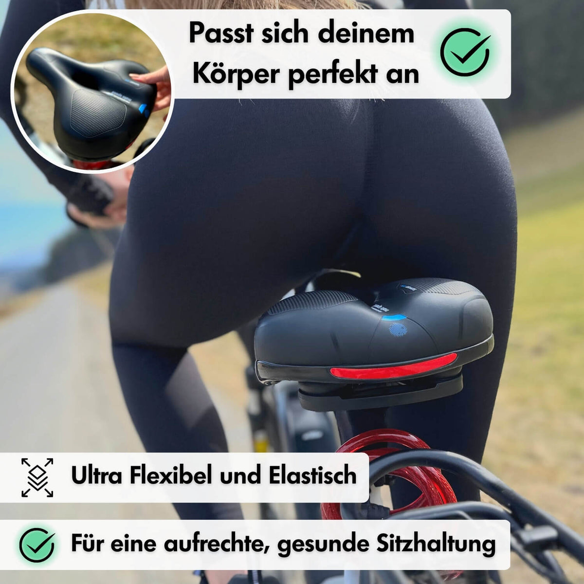 Bicycle Saddle with Pressure-Relieving Memory Foam - Black